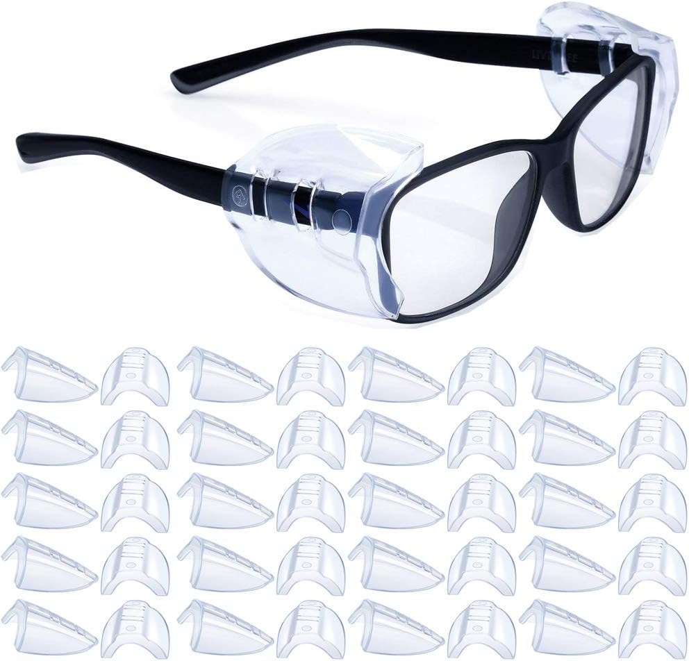 30 Pairs Safety Glasses Side Shields Large, Slip on Side Shields, Fits Small to Medium Eyeglasses Frames Clear