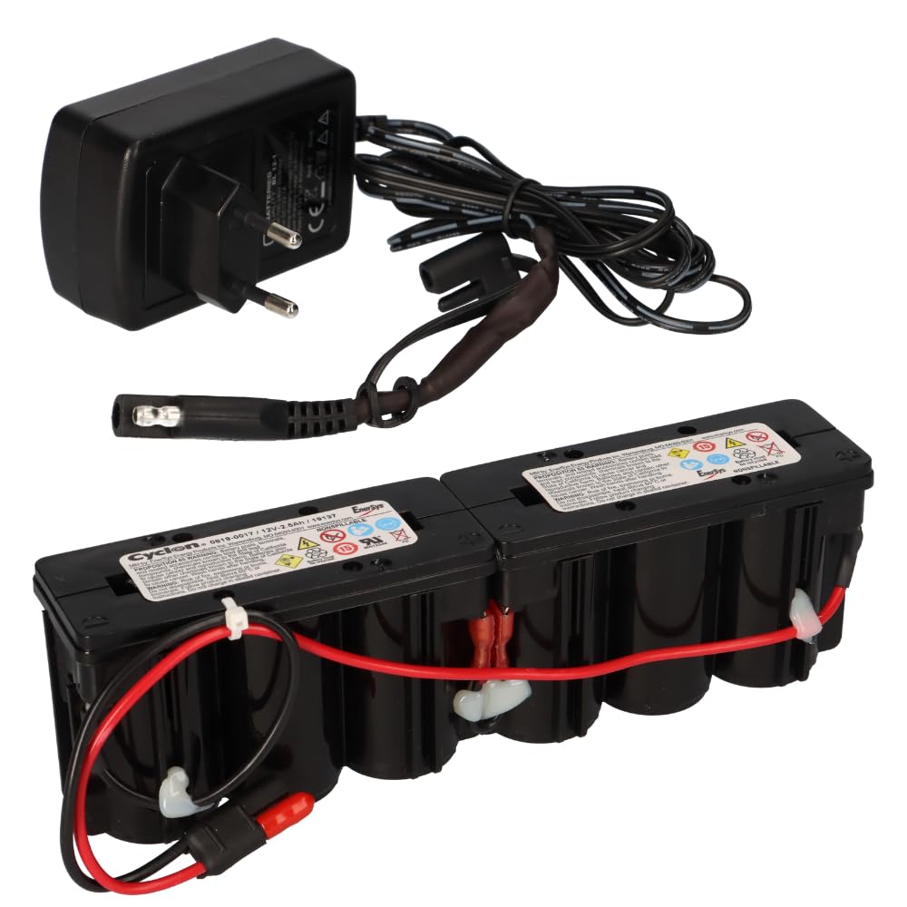 Hawker Cyclon 0819-0017 Batterie au plomb monobloc 12 V 2,5 Ah avec prise + chargeur pour batterie de tondeuse à gazon – Durable – Sans entretien – Fiable
