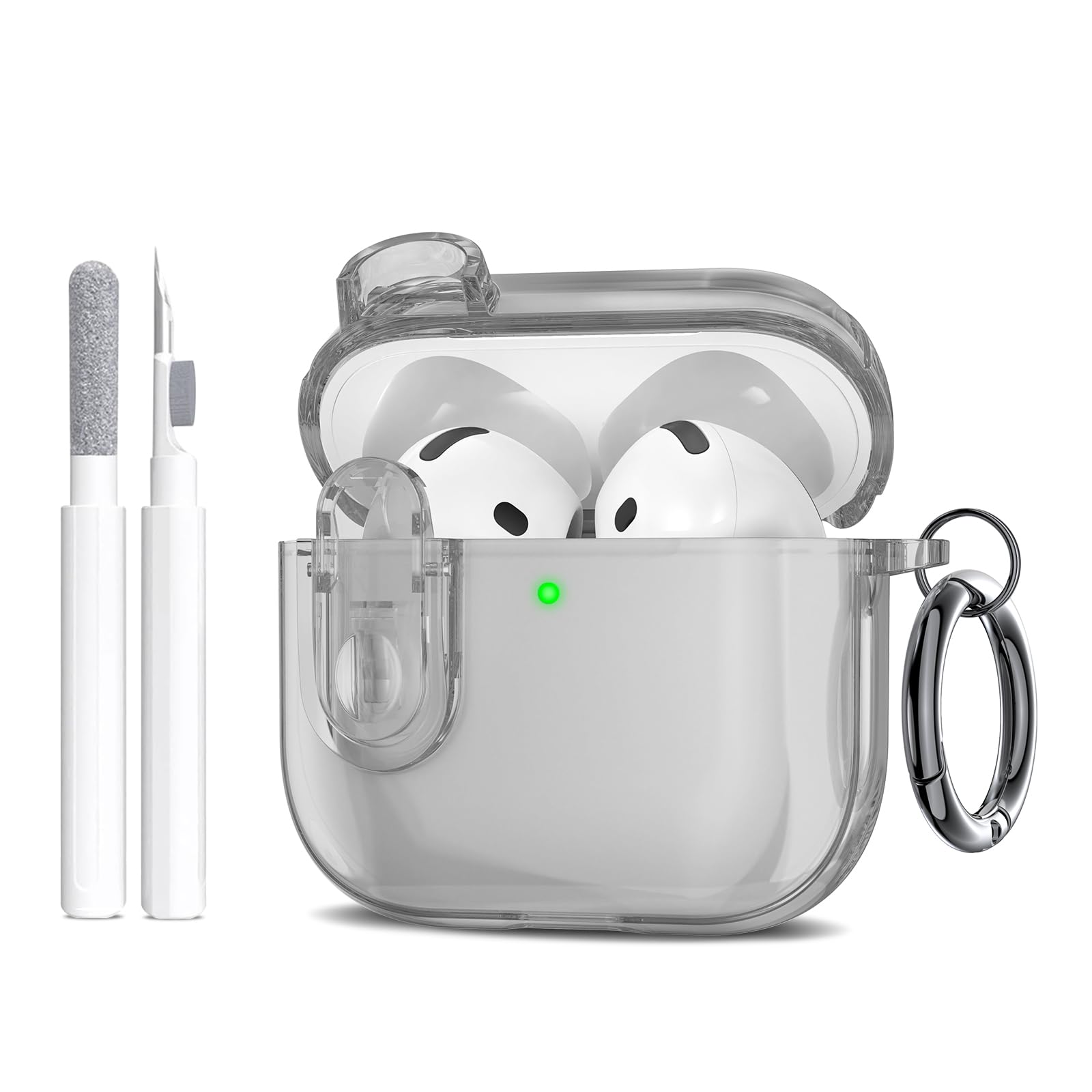 Maxjoy for Apple Airpods 4th Generation Case Cover(2024), Silicone Case with Cleaner Kit & Keychain Compatible with Airpods 4 case for Women,Men