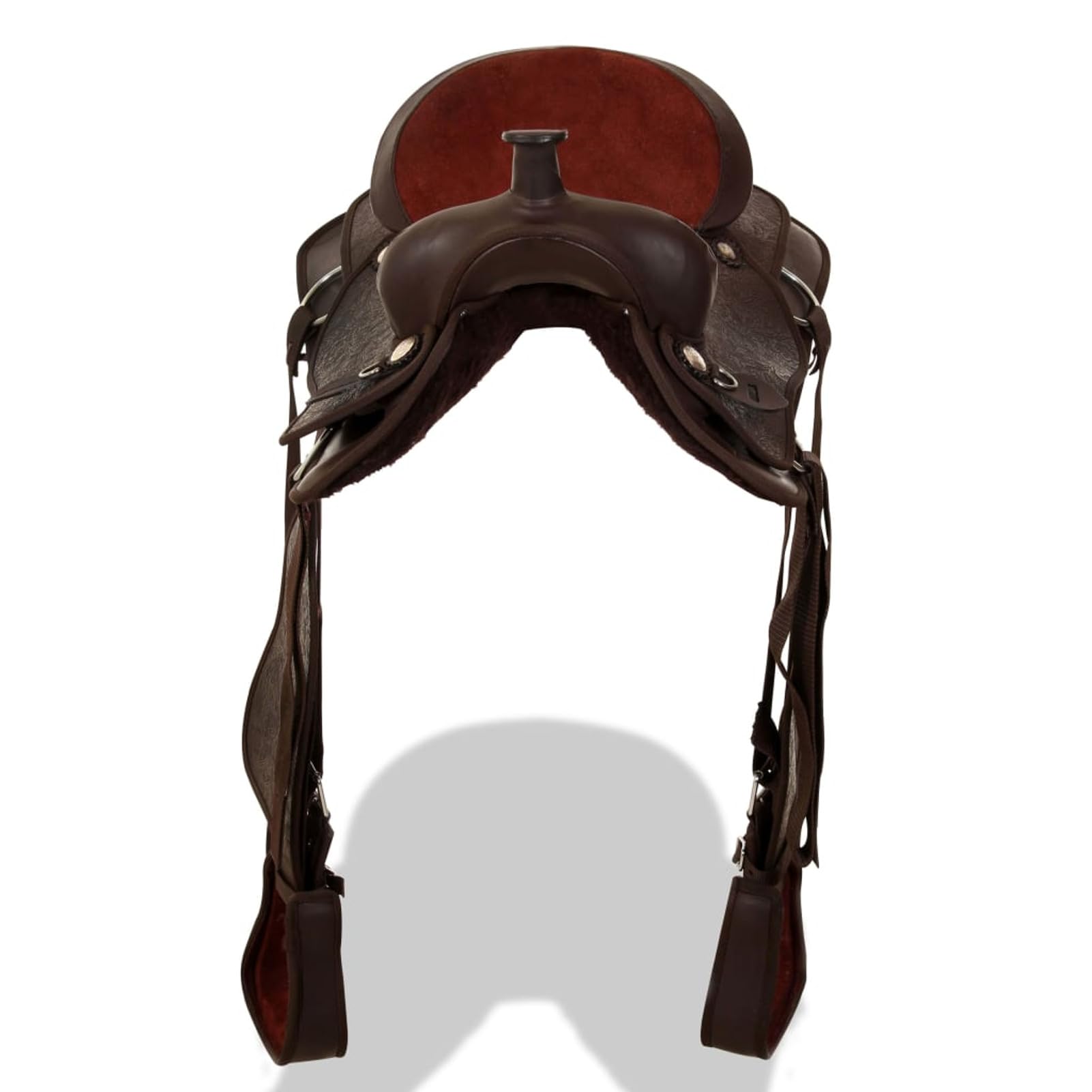 Homgoday Montura Occidental, cabezada y Pechera Cuero Real 15" marrón
