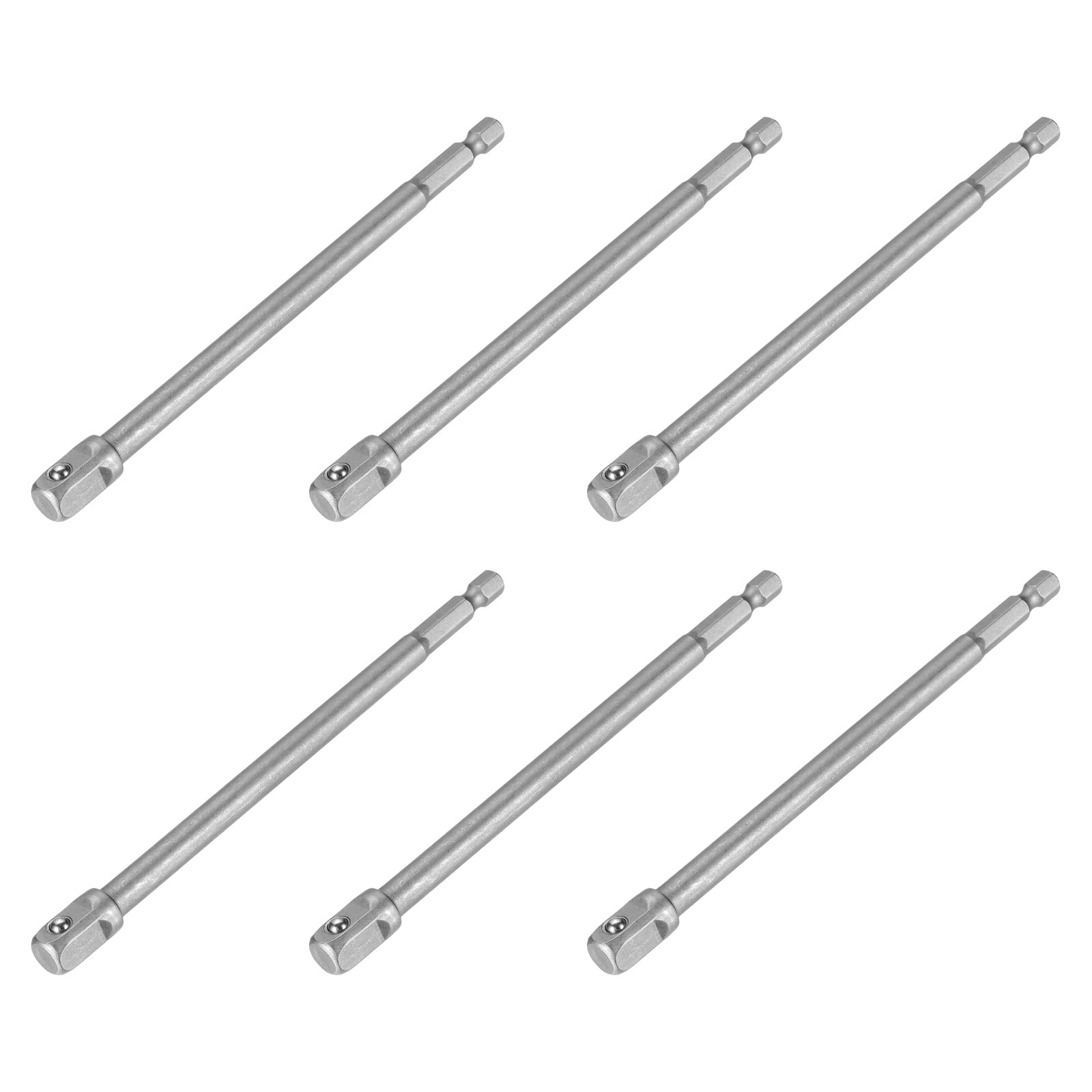 sourcing map 6pcs Impact Socket Adapter 3/8" Square Drive 1/4" Hex Shank 6" Long Extension Bit for Axle Nut Driver Drill Socket Sets