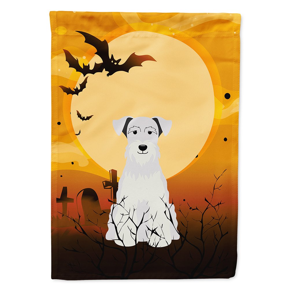 Grand drapeau maison Halloween Schnauzer miniature blanc BB4319CHF