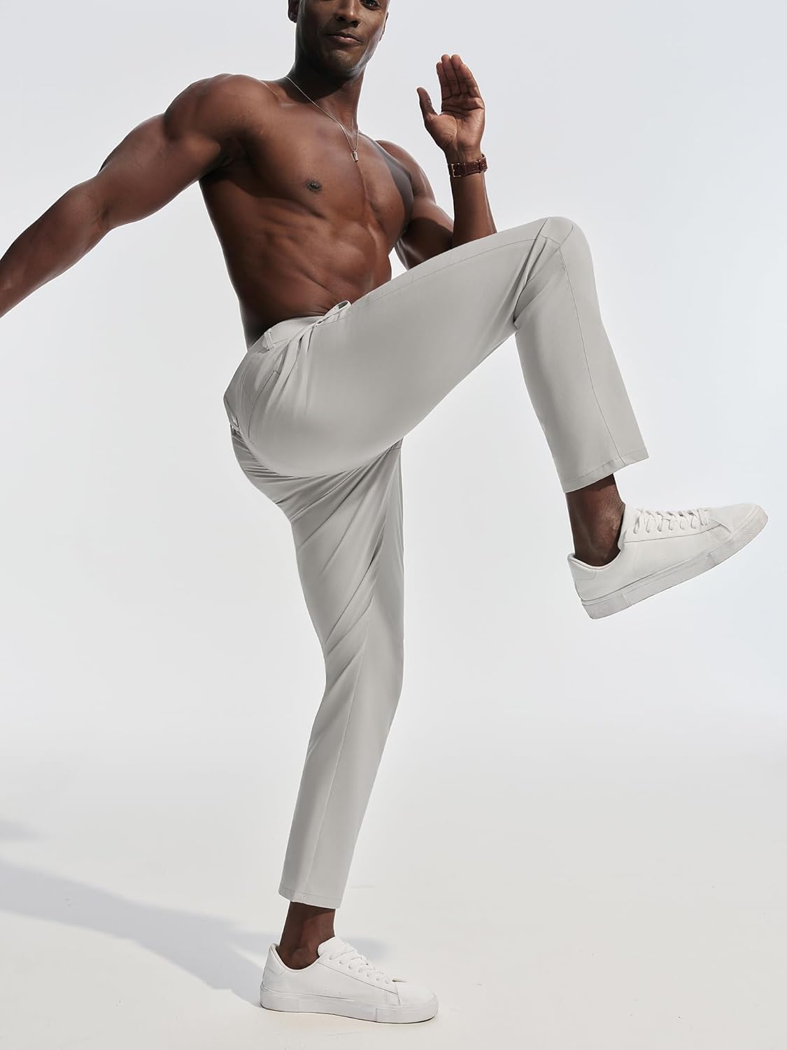 PJ PAUL JONES Mens Dress Pants 4-Way Stretch Tapered Trousers Extended Waist Dress Pant Casual Golf Pants - Image 7