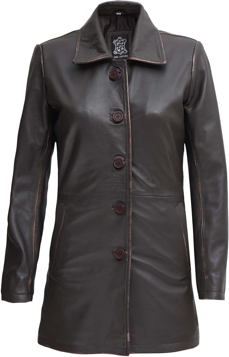 fjackets Leather Car Coats for Womens - Real Long Leather Jacket Women Stylish Lambskin Leather Coat For Women - Image 2