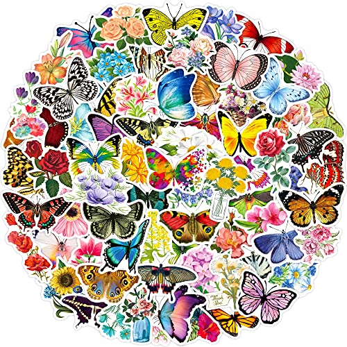 80 Pcs Aesthetic Flower Vinyl Stickers for Kids Girls Women Waterproof Water Bottle Stickers Pack for Laptop Phone Case Scrapbook Journal Binders Album Cards Envelope School Supplies