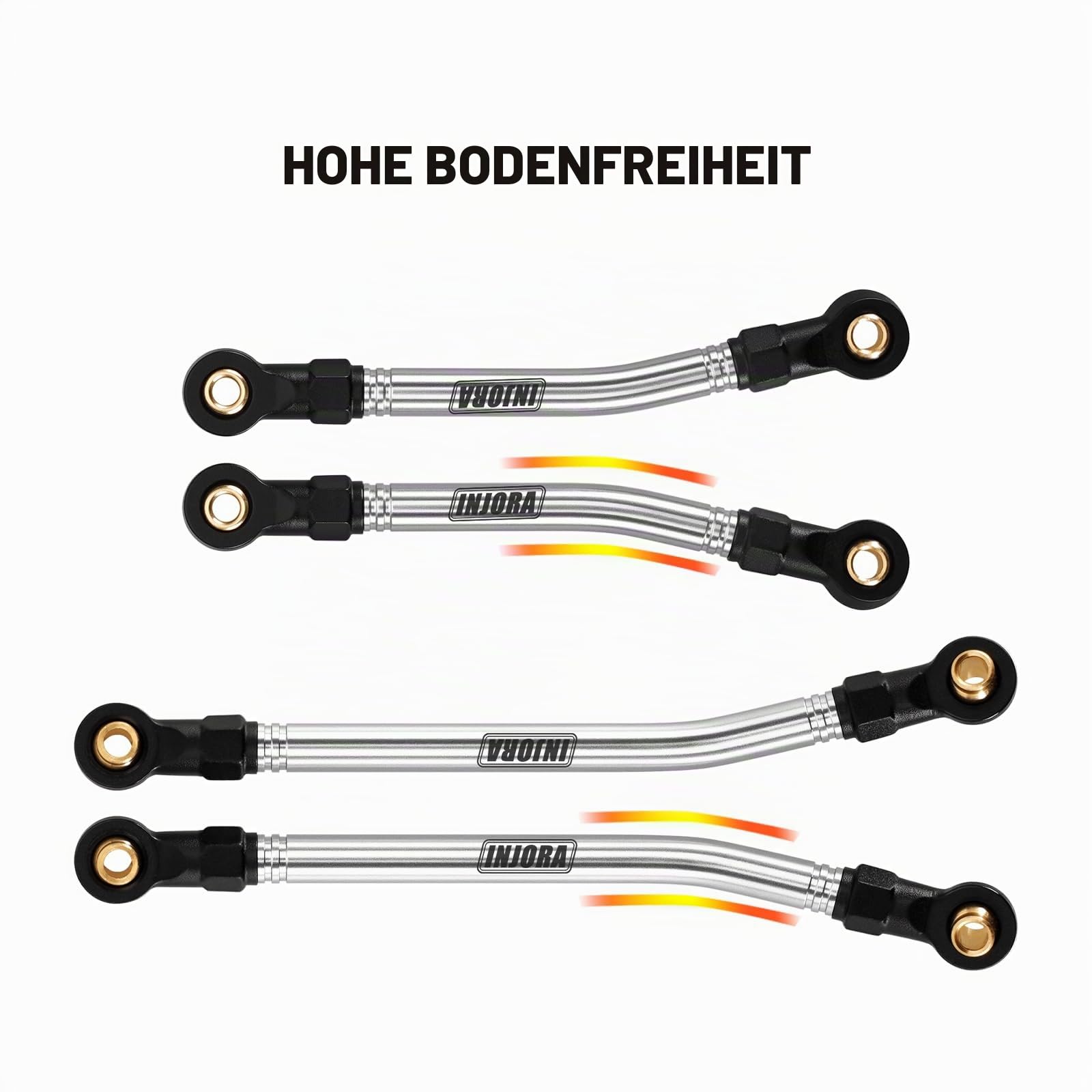INJORA Edelstahl High Clearance Links & Lenkglieder Set für 1/18 HPI Venture18 Upgrade