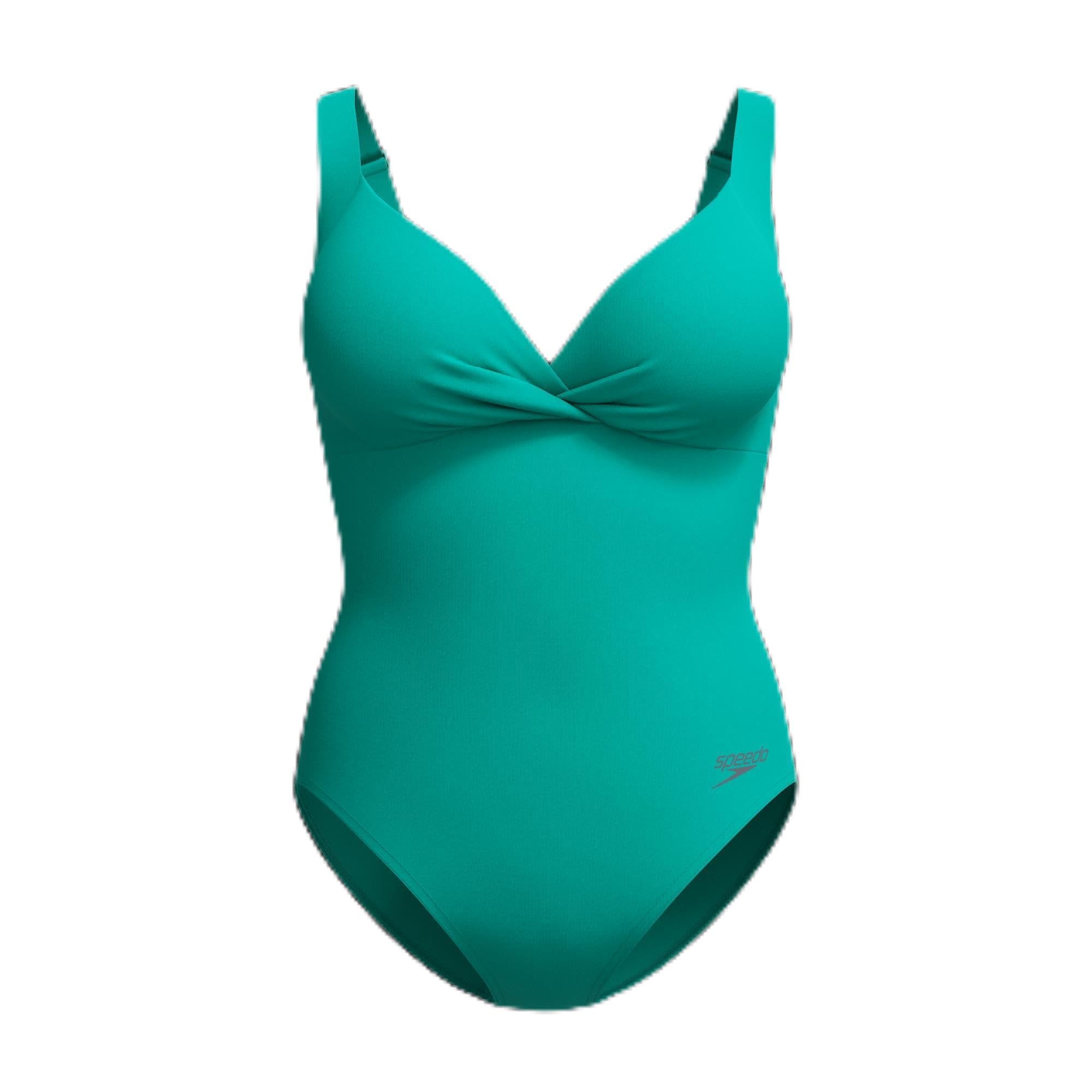 Speedo Women's Shaping Cross Knot One Piece Swimsuit | Shapewear | Beach and Holiday Swimwear Swimwear, Turquoise, 32