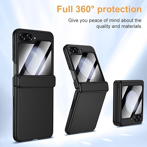 Miniatura 6 de Funda para Samsung Galaxy Z-Flip-5 Protección completa de bisagra Funda delgada para teléfono para mujeres y hombres con protector de pantalla,