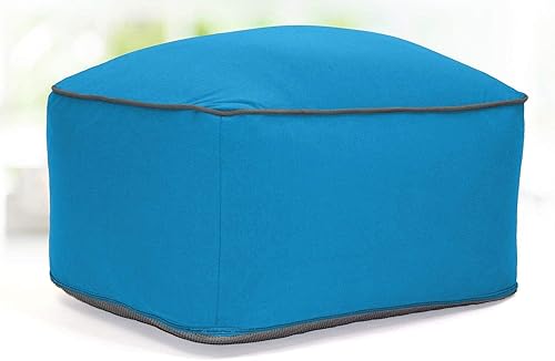 Yogibo Puf otomano cuadrado pequeño para puf, silla, reposapiés de sofá, funda lavable de tela suave, color turquesa