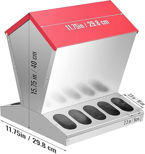 Miniatura 7 de shengyi Comedero galvanizado para pollo de 11.5 a 55 libras, alimentador de aves de corral a prueba de ratas con tapa, resistente a la intemperie,