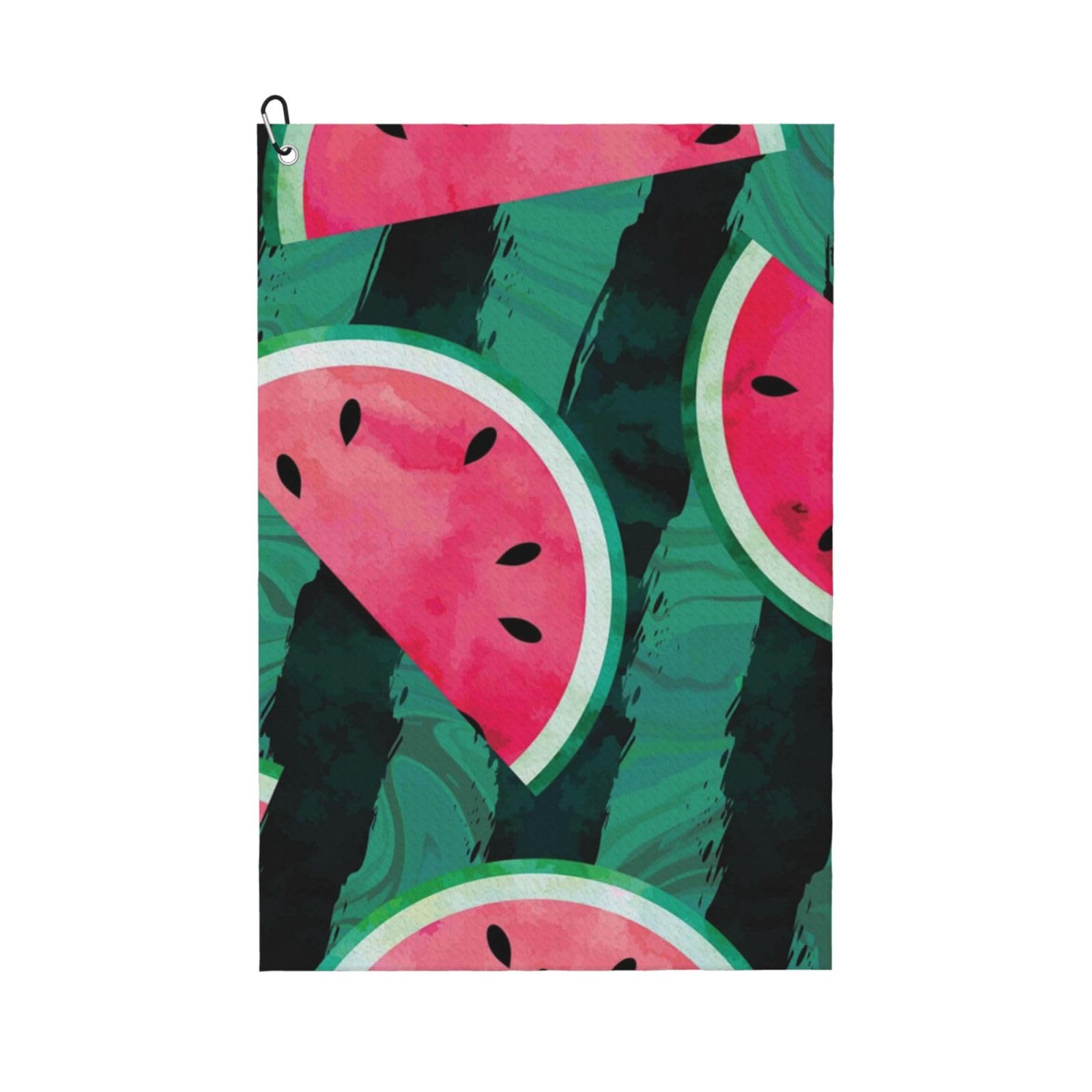Hnnkloy Summer Watermelon Cool, 16x24 in Portable Waffle Golf Towels with Carabiner Clip for Golf Bag