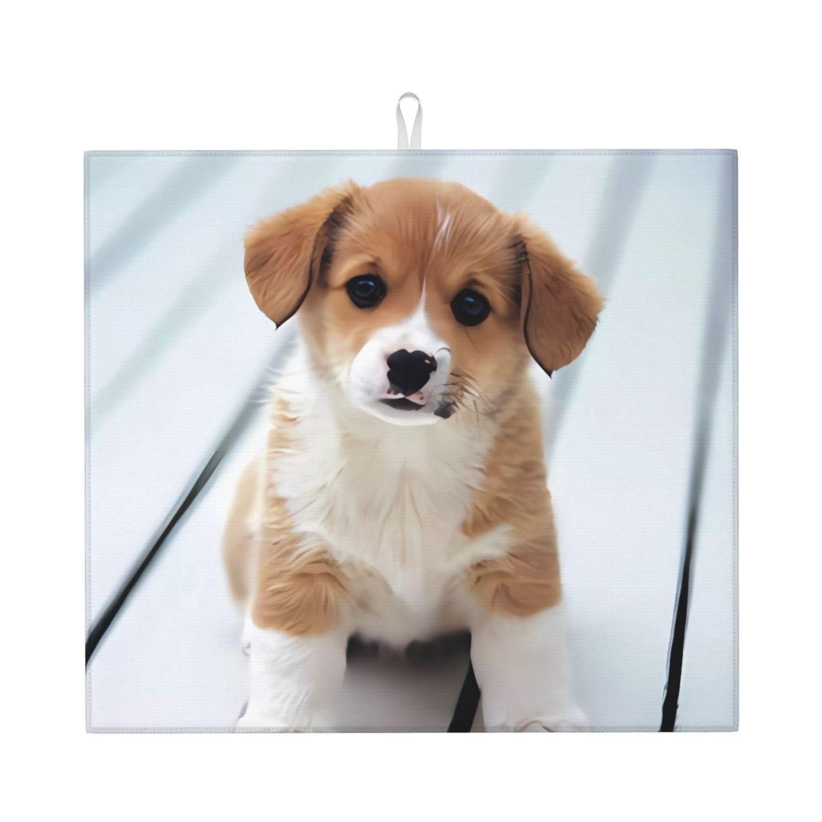 YYHWHJDE cute puppy dog Prints Kitchen Drying Mat - Absorbent Dish Drying Throw with Vibrant Prints, Quick-Dry Countertop Layer for Dishes & Appliances - Non-Slip & Foldable