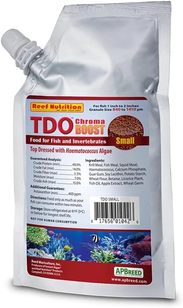Reef Nutrition TDO Chroma Boost 16 Oz Reed Mariculture Aquarium Fish Food (Small Pellet 0.8-1.4mm for 1″-2″ Fish)
