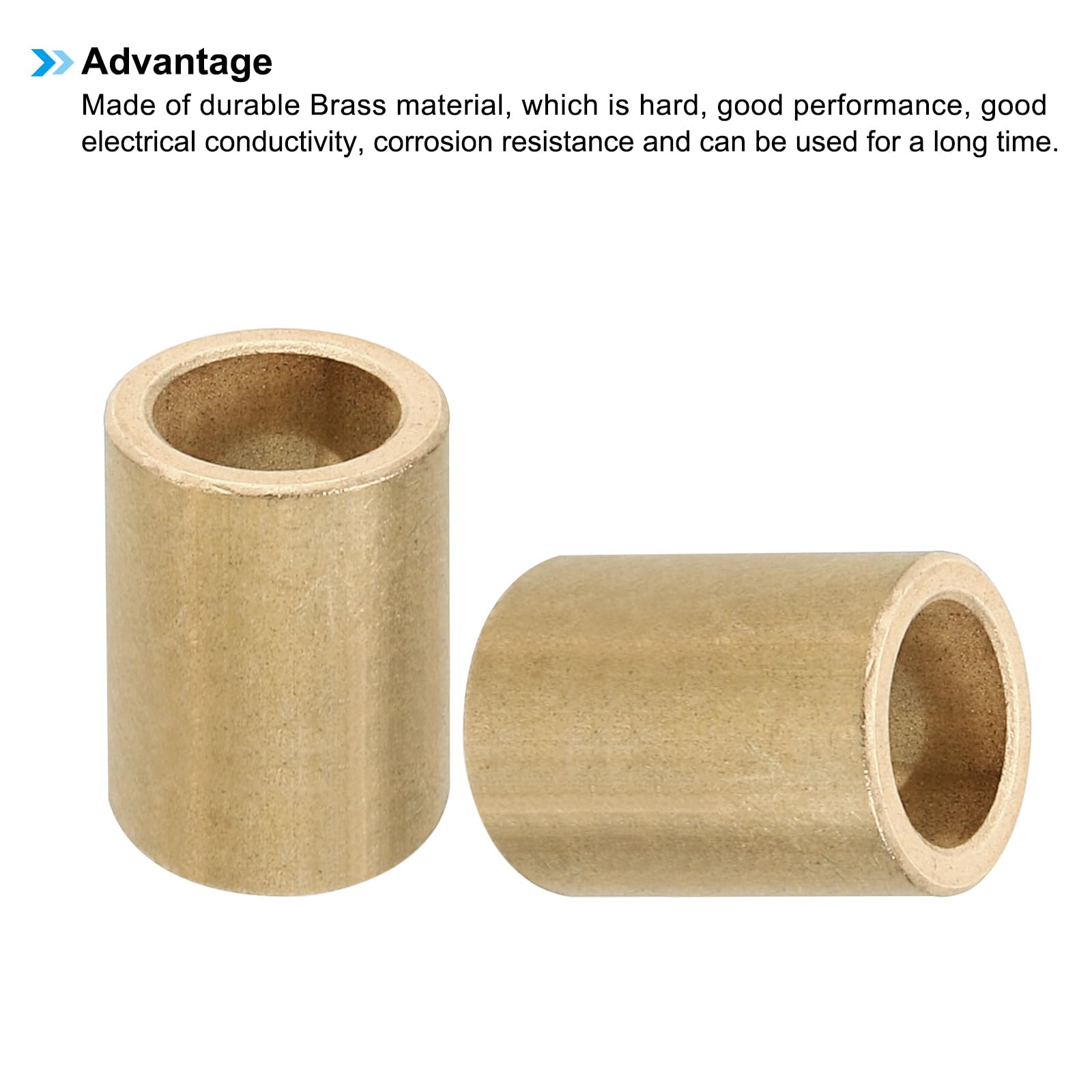 PATIKIL M10 Brass Spacers, 5 Pcs Metal Spacer Brass 10mm ID x 14mm OD x 20mm L Brass Spacers Screw Standoff for 3/8 Inch or M10 Screw - Image 4