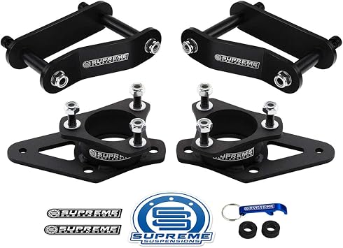 Supreme Suspensions - 3" Front + 2" Rear Lift Kit for 2005-2022 Nissan Frontier & 2005-2015 Nissan Xterra High-Strength Steel Front Lift Strut Spacers and Rear Lift Shackles Kit