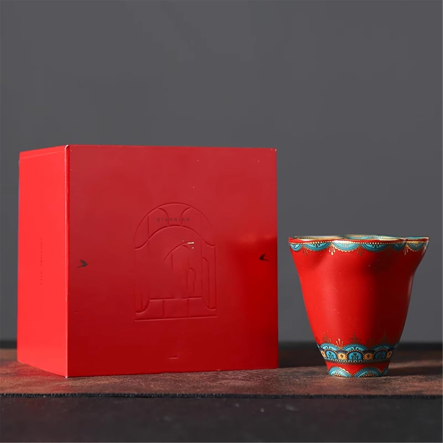 Enamel Ceramic Host Cup - Personal Teacup with Imperial Retro Style-style2