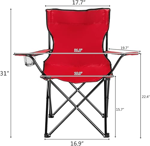Miniatura 3 de Silla de camping plegable pequeña con reposabrazos y bolsa de almacenamiento de transporte, sillas de playa para adultos, sillas de césped ligeras