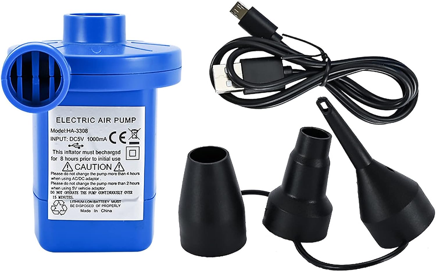 Galapara Electric Air Pump,Electric Air Pump with 3 Nozzles USB Rechargeable Portable Quick Air Pump for Inflatables Air Mattress Air Bed Pool Toy Swimming Ring : Home & Kitchen