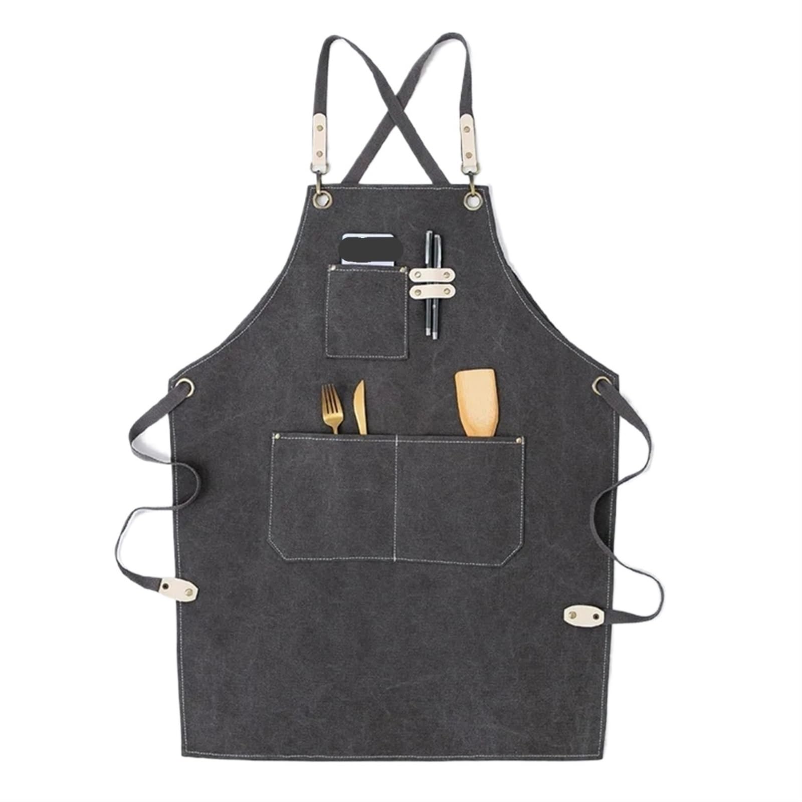 Moda tela di cotone da cucina unisex cucina barista grembiule for donna uomo chef in pelle cameriere bar caffetteria barbecue parrucchiere uniforme(Thick canvas 2)