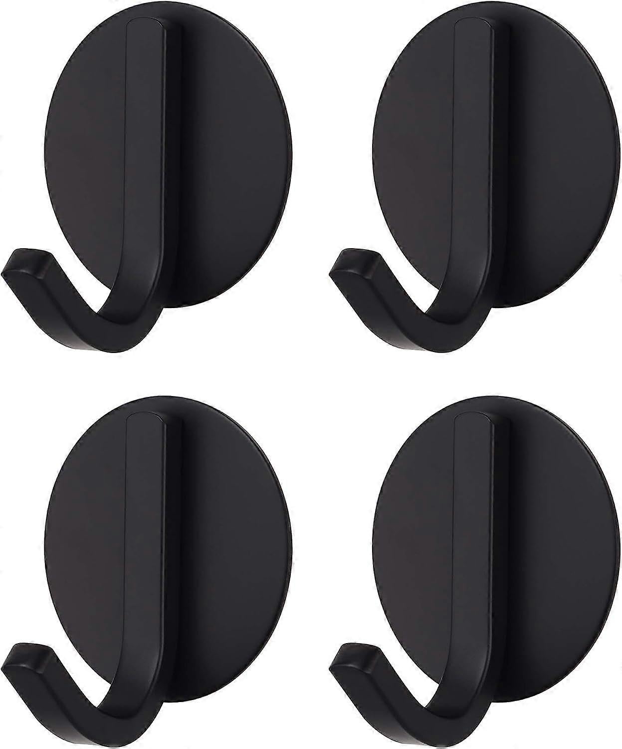 JOYHAPPST Black Stainless Steel Strong Adhesive Hook (1-Hook x 4 Pieces)