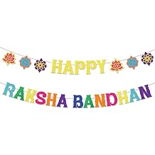 Raksha Bandhan Banner Decoration- 2 Pcs Happy Raksha Bandhan Banners Decorations, Indian Festival Ceremony Decoration for Brother Sister