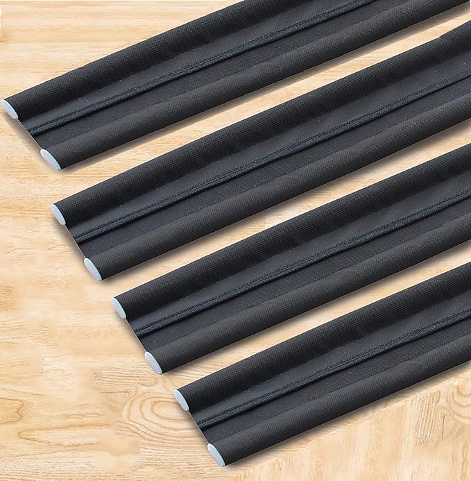 Image of Door Bottom Sealing Strip Guard for Home | (36 inches) | Door Stoppers | Door Seal | Door Closers | Sound-Proof Reduce Noise Energy Saving Weather Stripping (Black, Pack of 4)