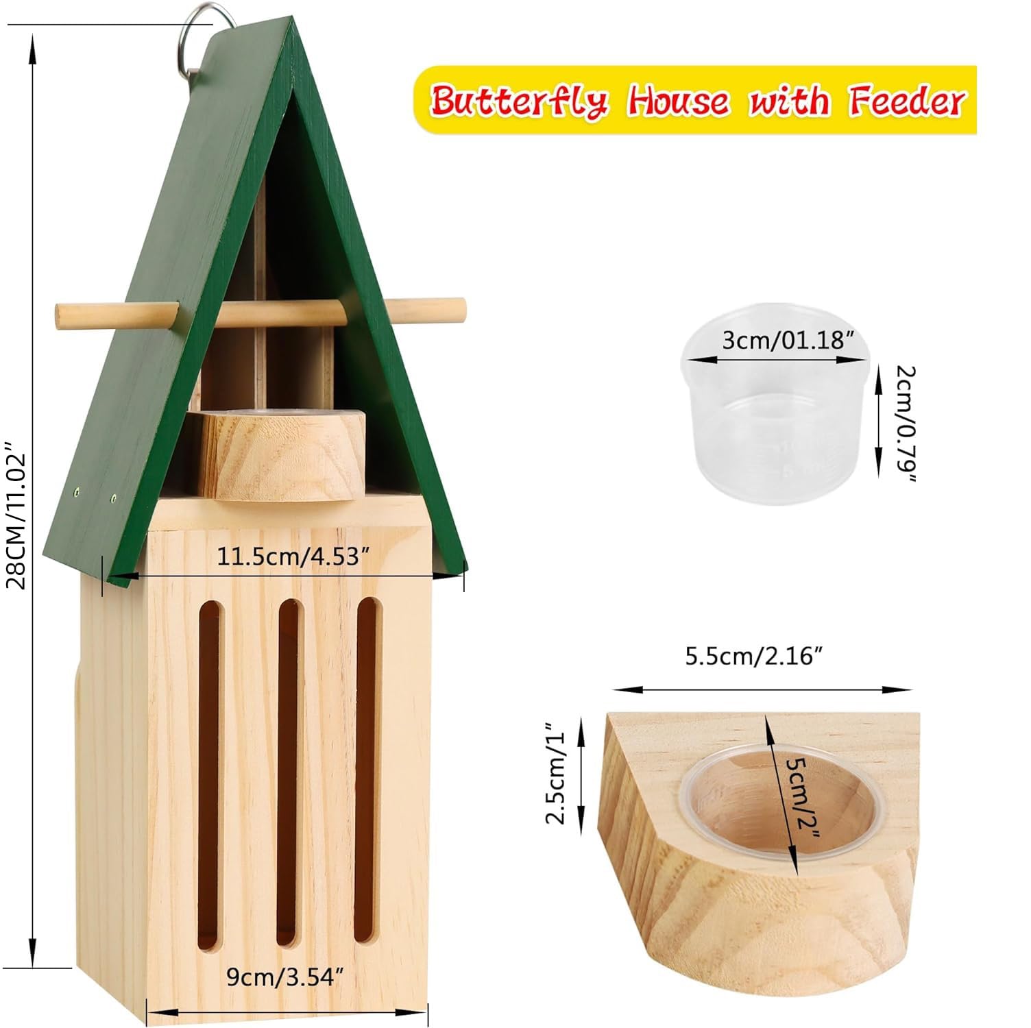 Haus und Futterspender for draußen, Holzhaus for den Garten, natürlicher Lebensraum mit Pfütze auf dem Boden oder for Aufhängen an Einer Baumwand/1074