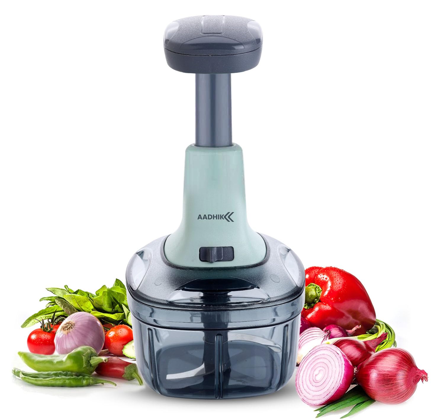 AADHIK Manual Hand Press Push Chopper with 6 Blades for Effortless Chopping Vegetables & Fruits (Assorted, 950 ml, Plastic) (B0DBTXDV1V) Amazon Price History, Amazon Price Tracker