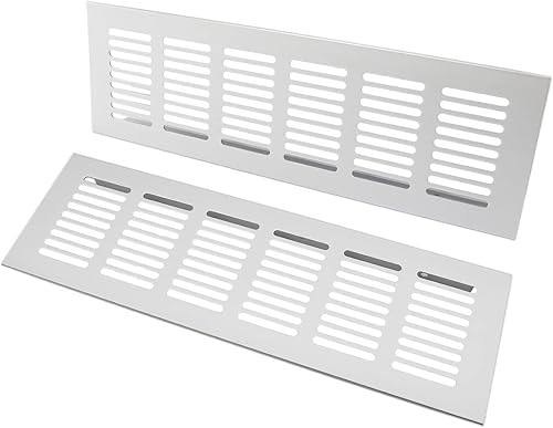 Rejilla de ventilación de aleación de aluminio resistente, 2 piezas, cubierta rectangular de metal con listones para armario, estufa, zapatos,