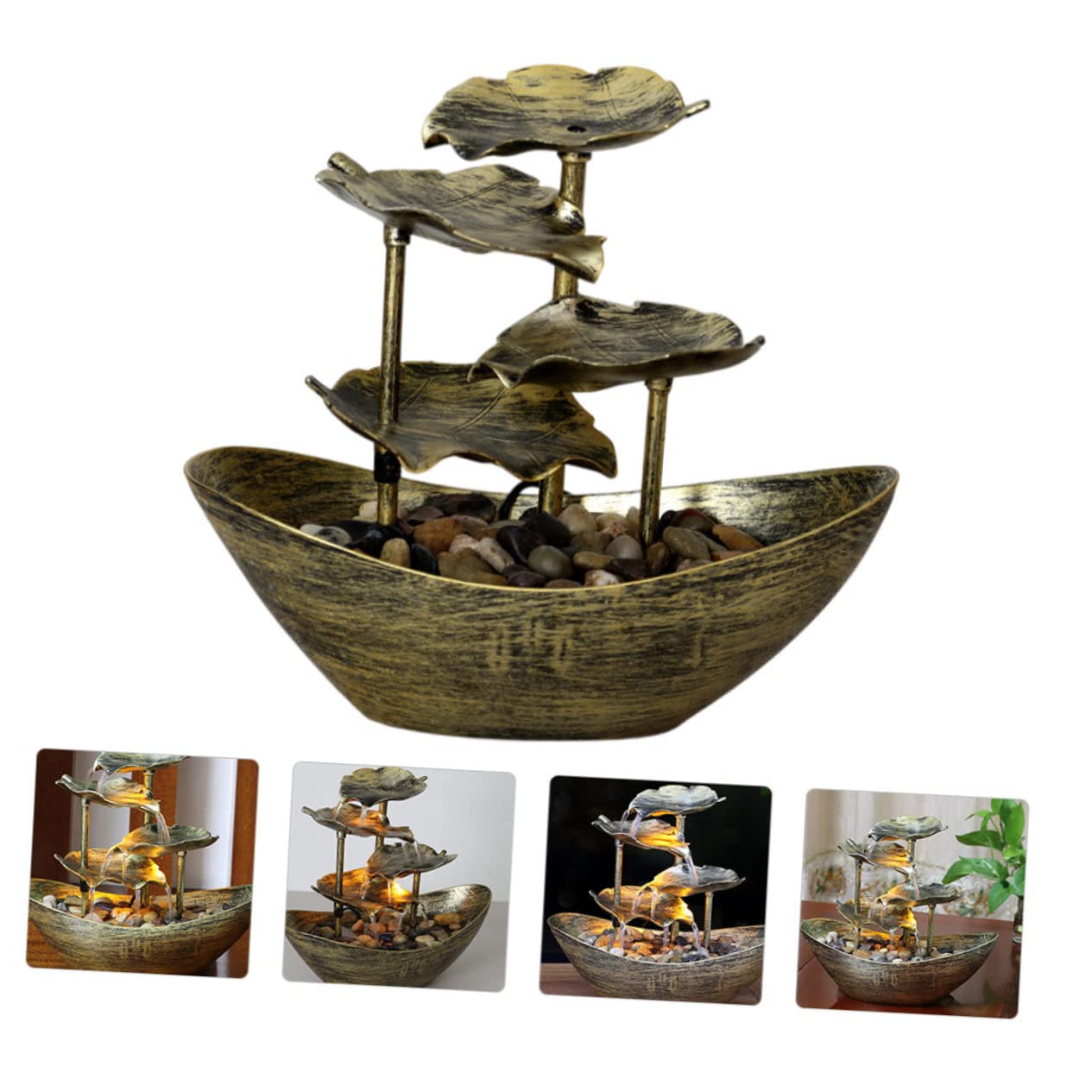 Cabilock Fontaine De Bureau Forme Lotus avec Éclairage LED Décoration Intérieur pour Salon Bureau Et Chambre