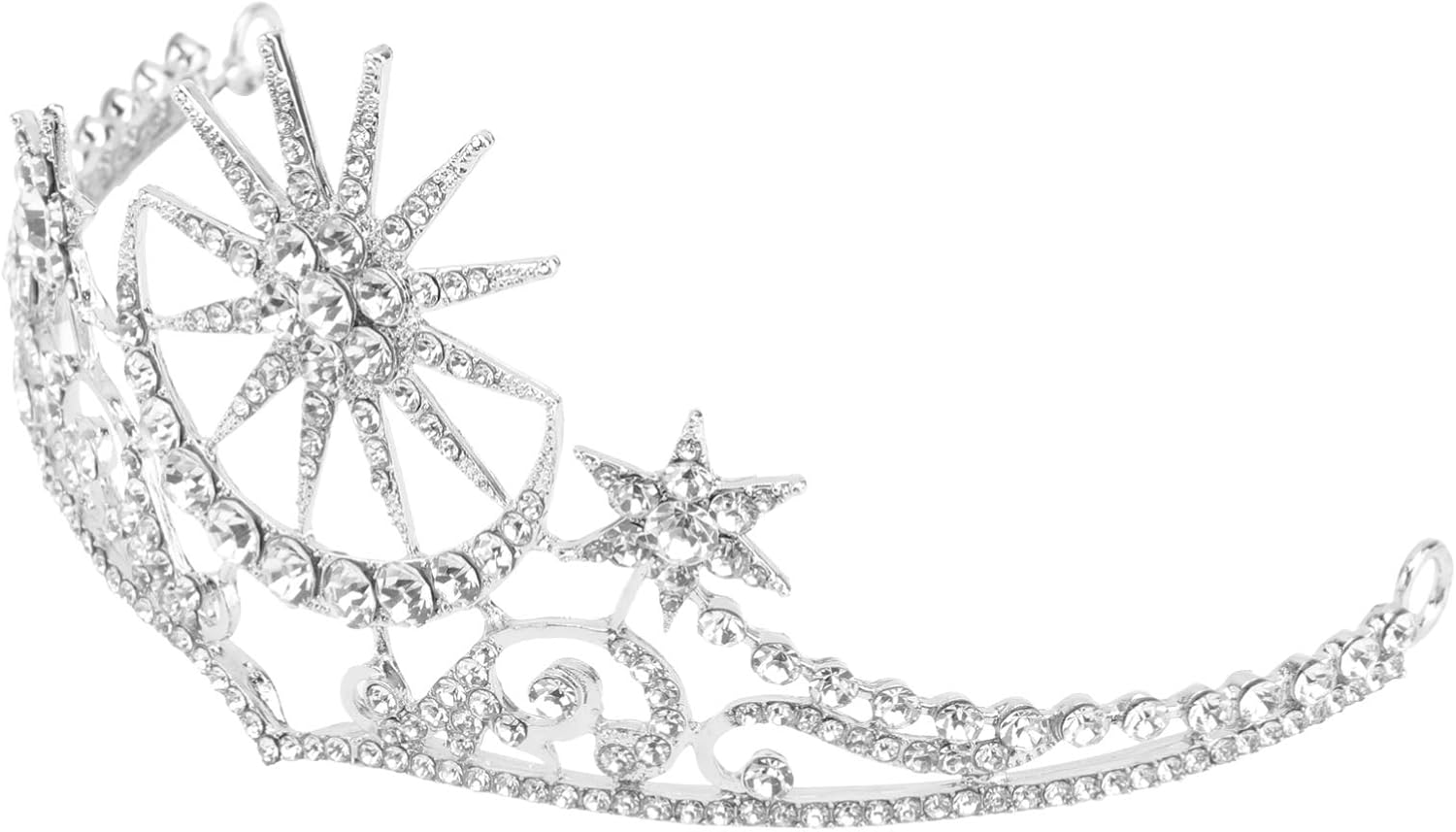 Hairpin 2pcs Decor Hair Banquet Wedding Girl Queen Princess Headdress Christmas Crystal Moon Parties Headband: Women Shaped Silver Bridal Girls Coronal for Halloween Bling Stars