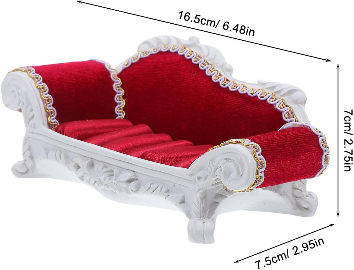 LABRIMP Sofa Shaped Jewelry Display Stand for Earrings and Rings Red Resin image 2