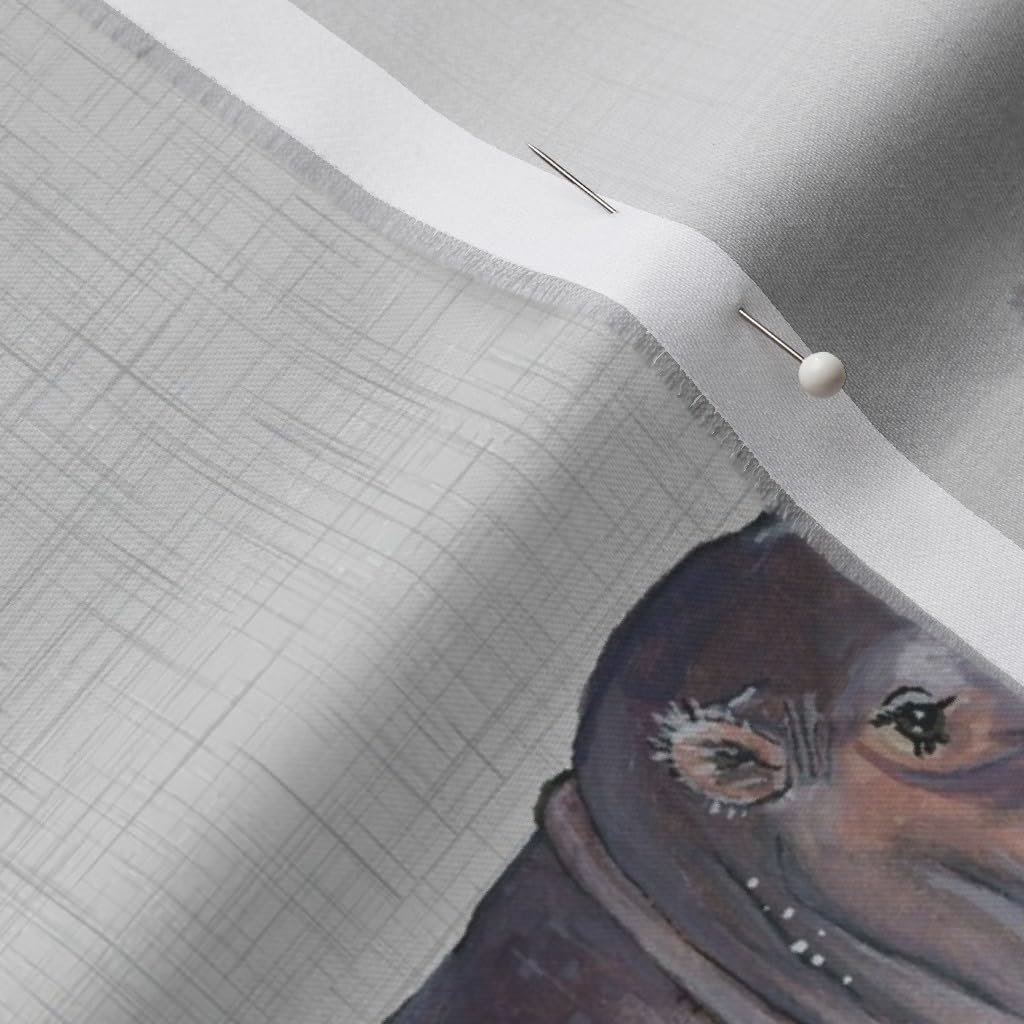 Spoonflower Fabric - Hippo Safari Hippopotamus Animal Printed on Organic Cotton Sateen Fabric by The Yard - Sewing Quilting Apparel Home Decor
