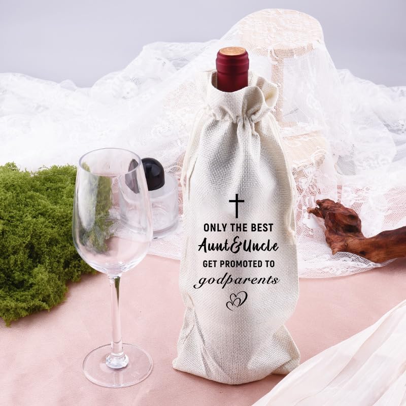 Godparents Proposal Gift for Aunt Uncle Congratulations Wine Bag for Godparent Aunt Uncle Christmas Gifts for Godmother Godfather Proposal Gifts for Women Men Friends Promoted To Godparents Gift Ideas