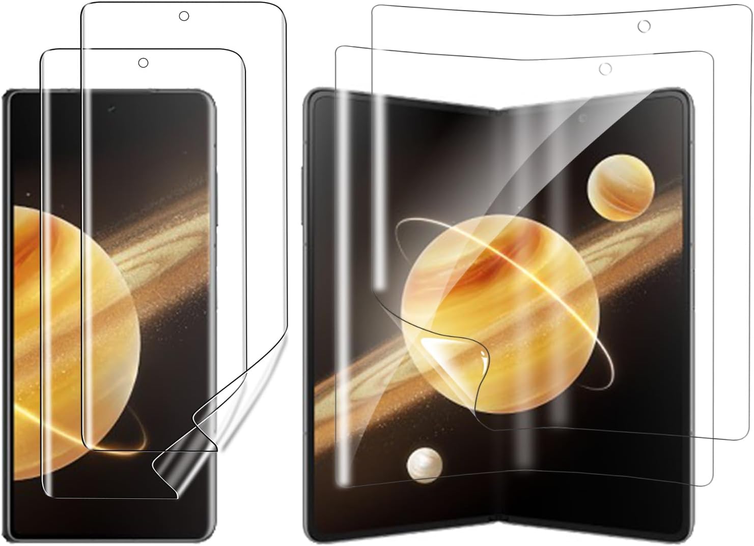 carinacoco2 Pack(Film Front+Back Screen) Elastic Skin Screen Protector for HONOR Magic V3/Magic V2, Soft TPU Full Coverage HD Clear Anti-Scratch No Bubbles Self-Healing with Installation Tool