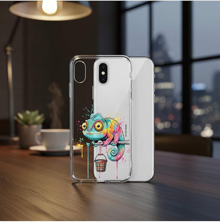 iPhone 15 Pro Max ile Uyumlu Splash Bukalemun Tasarımlı Şeffaf Silikon Kılıf