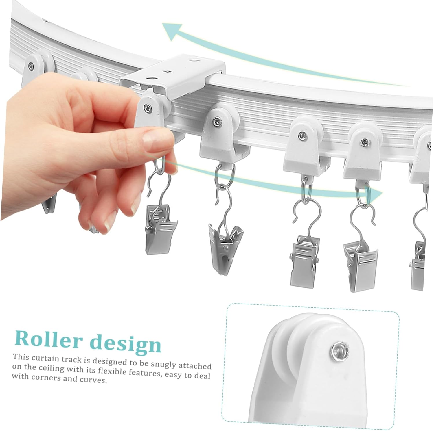 MAGICLULU 1set Ceiling Track for Curtains Flexible Silent Stainless Steel Clamp Easy Install Room Divider