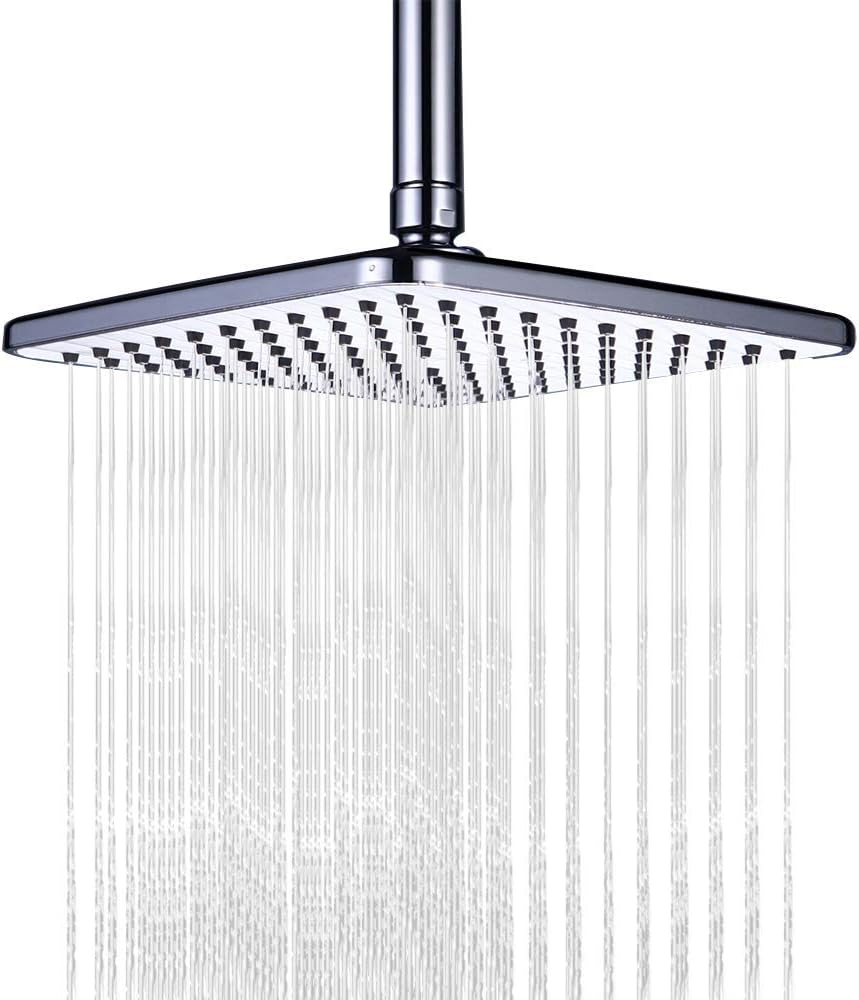 Homelody 8 Inch Rain Shower Square Shower Head Builtin Shower Head with AntiLimescale Nozzles