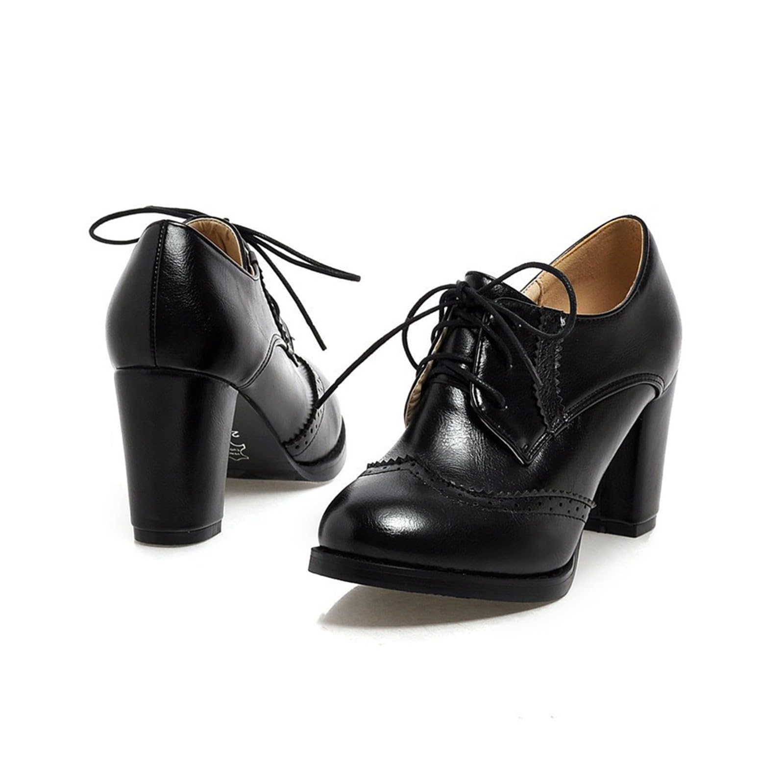 2026 Chaussures rétro à talon épais pour femme grande taille