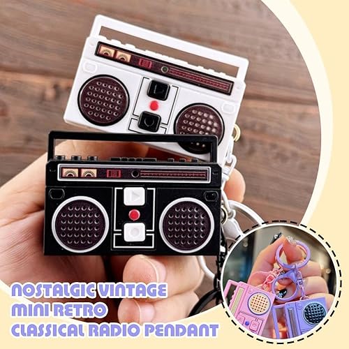 Miniatura 2 de Mini llavero grabador de cinta acrílica de los años 90, llavero de cinta retro para parejas, regalo para parejas, radio y televisión, llave