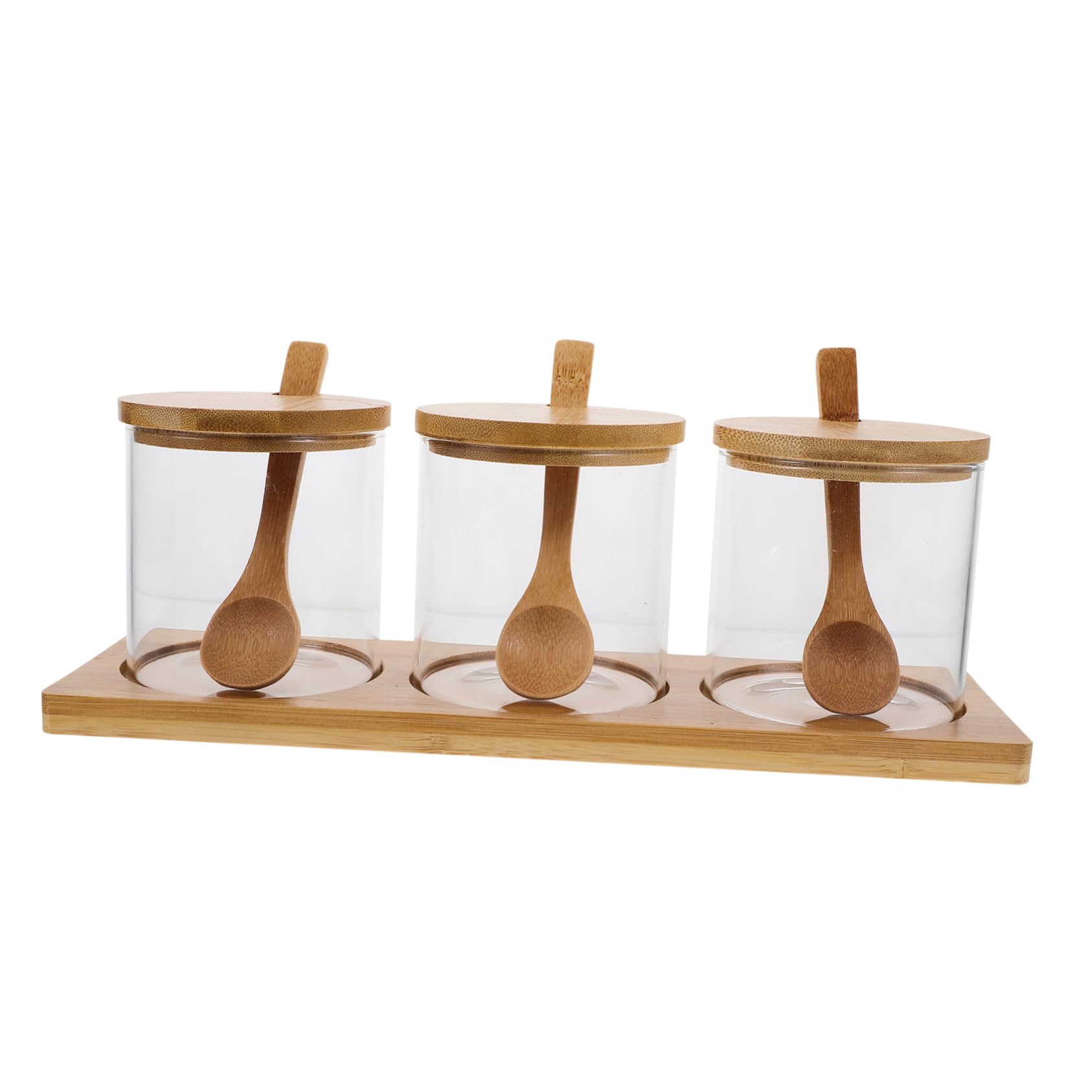 HOLIDYOYO 1 Set Seasoning Jar Set Clear Seasoning Containers To Go Containers with Lids Condiment Jar Spice Container Salt Boxes Jars Condiment Canisters Salt Pepper Container Spice Jar Wood