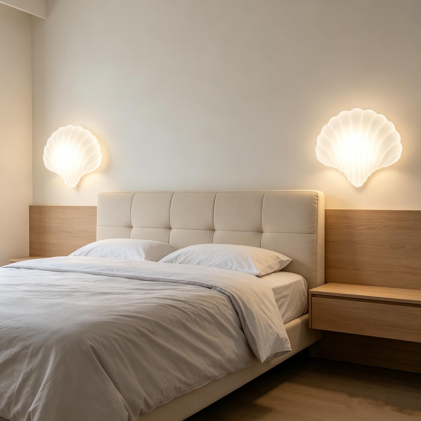 ハワイコア　シェル　ルームライト LITFAD Shell Shaped Wall Sconce, Milk Glass Wall Lighting for