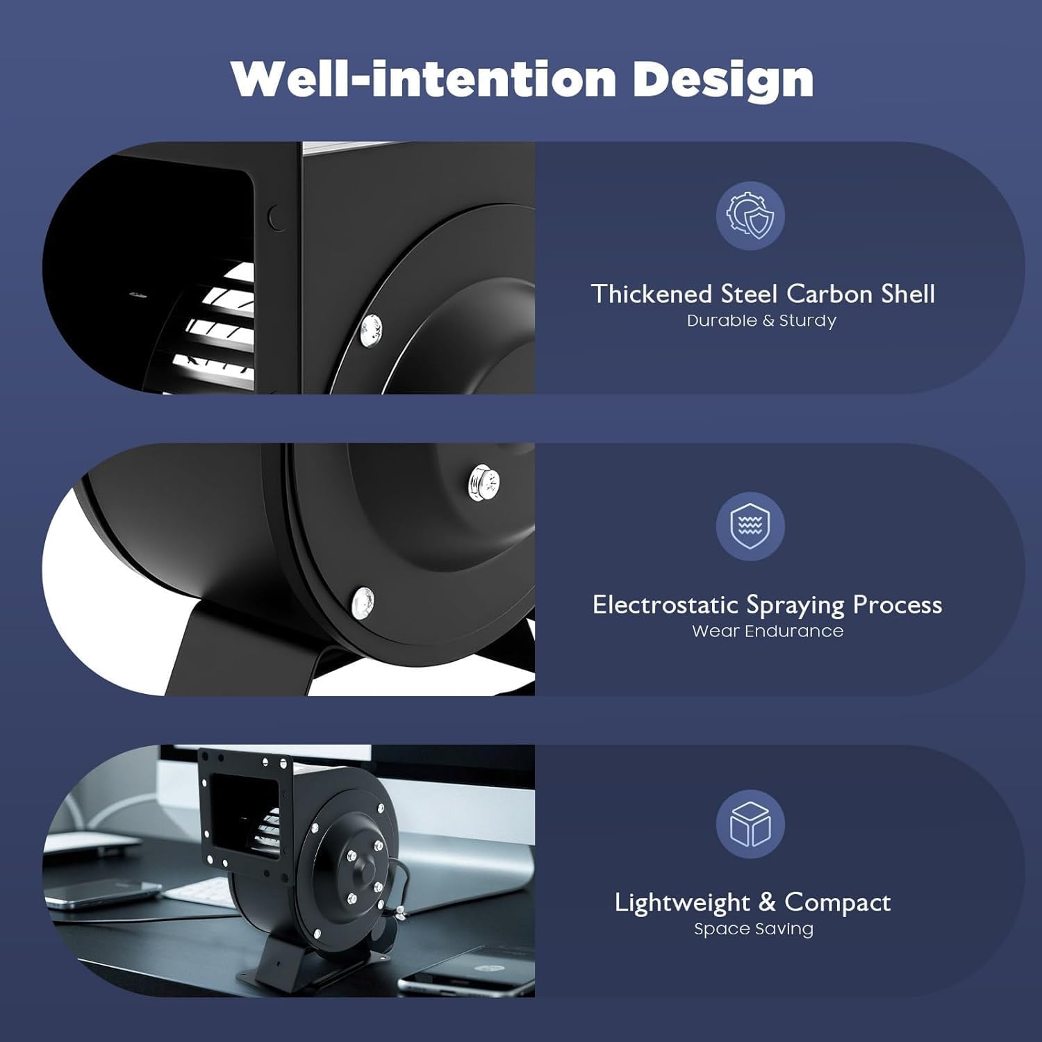 Centrifugal Blower Fan, Round Outdoor Wood Furnace Boiler Blower 120W 2600r/min Ventilation Fan for Workshop Kitchen Ventilation Dust Removal Cooling System