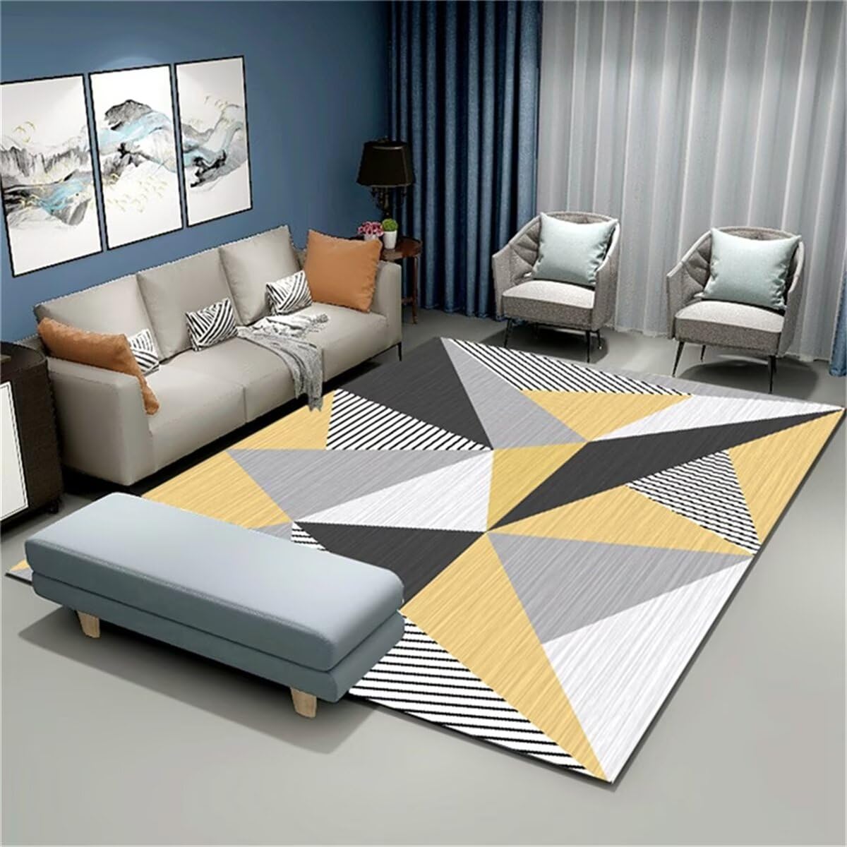 Tapis pour Chaise de Bureau à roulettes Salon Grand Tapis Moderne 100x160