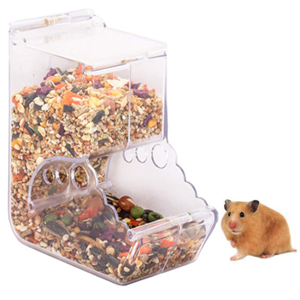 Amakunft 370ML Hamster Feeder, Bin Feeder with Bracket Automatic Bottle Dispenser with Holder for Pigeon Parrots Mini Hedgehog Hamster Small Animal