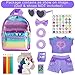 18INDC 18 Inch Girl Doll Clothes and Accessories School Supplies Playset with Clothes Set, School Bags, Sunglasses, Pencils, Pencil Sharpener, Notebooks, Phone, Hair Clip, Stickers （No Dolls）