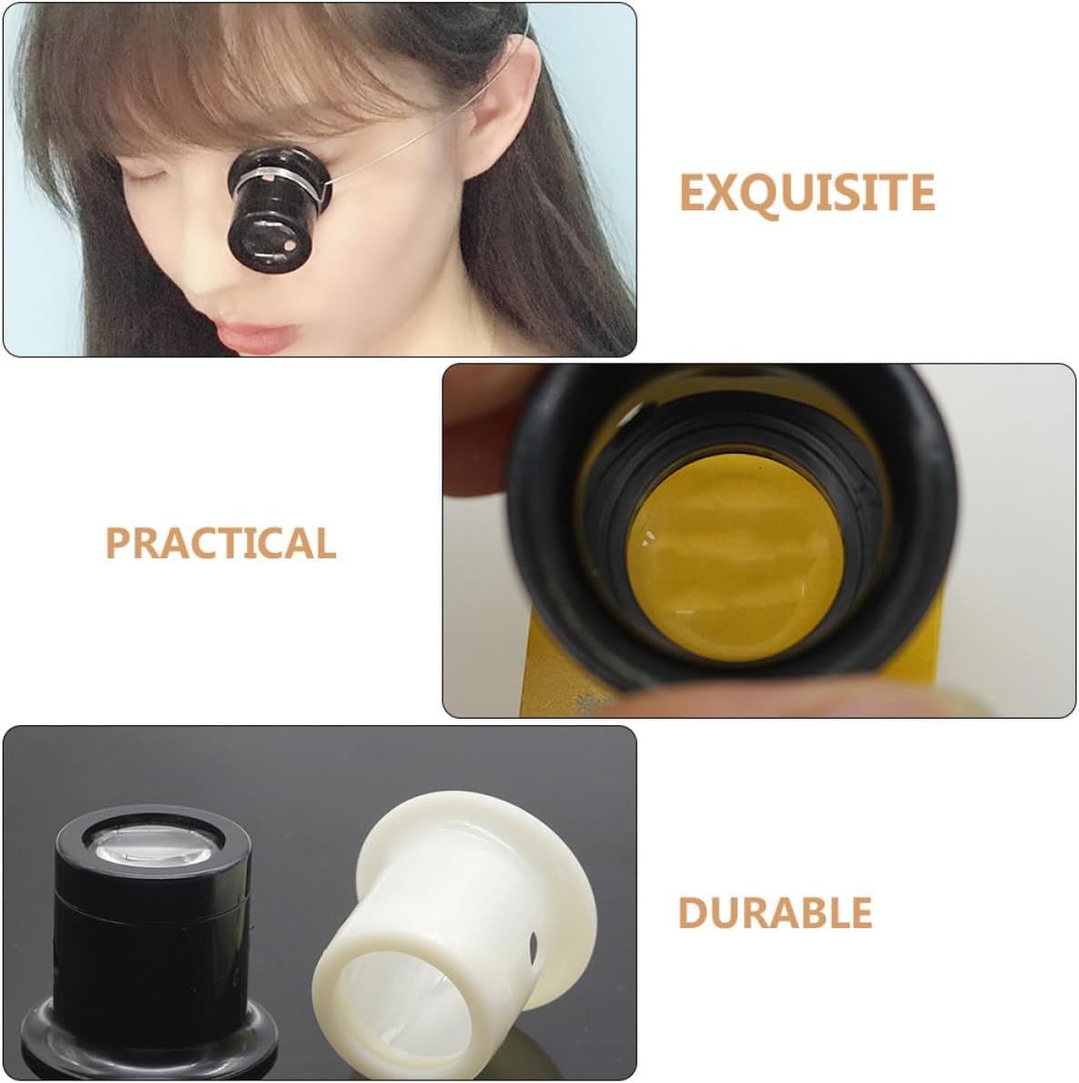 HEMOTON 4pcs 10x Loupe Magnifier Set for Jewelers and Watchmakers, Black Wearable Eye Loupe Magnifying Glass for Jewelry Repair and Precision Crafting