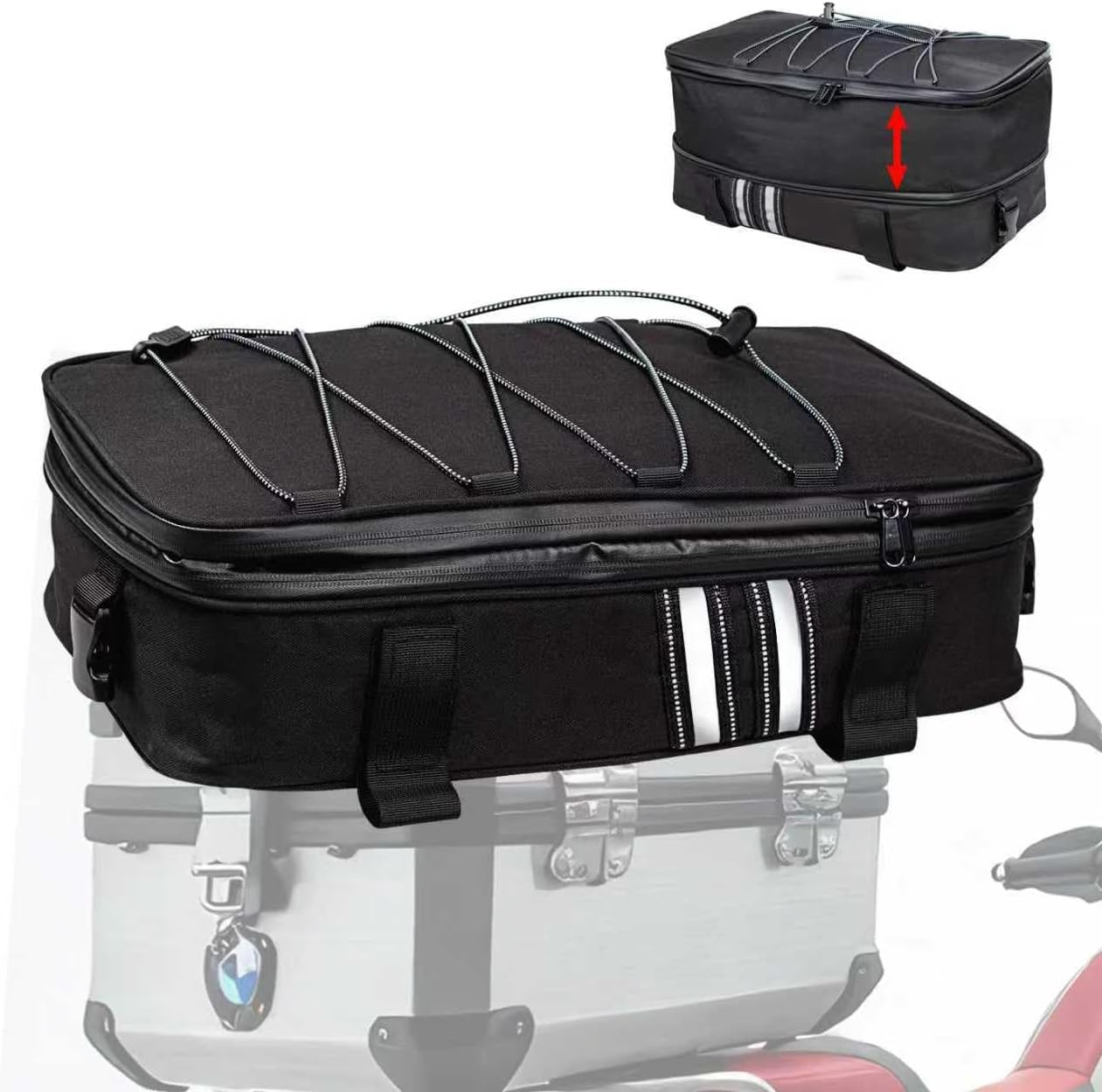 Motorcycle Tail Bag, Waterproof Tool Bags Motorcycle Saddlebag Expandable Bags for Rear Seat Helmet Luggage Bag Dual Use Backpack