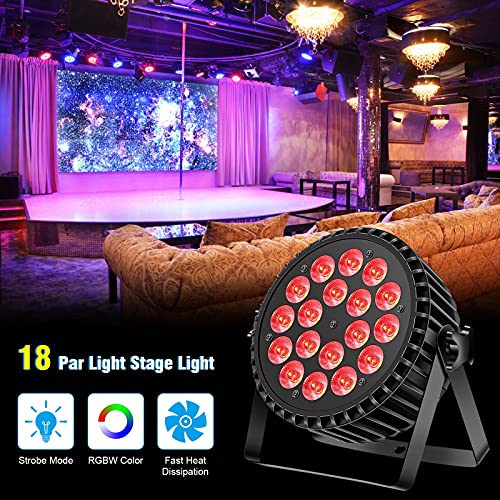 Stage Lights 18X10W Corded Led Par Lights, Holdlamp 4 In 1 Rgbw Led Stage Effect By Dmx512 And Sound Activated Control Stage Uplights For Events Wedding Party Church #TOP3