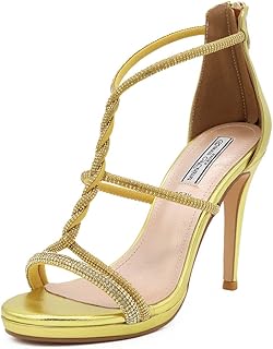Sandalias elegantes con pedrería con tacón de aguja para mujer ZM9473